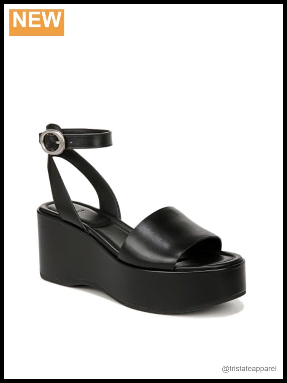 Platform Ankle Strap Sandals Leather 3 Inch Wedge Open Toe Buckle